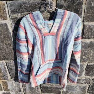 Faherty Multicolor Striped Organic Cotton Baja Organic Cotton Poncho Hoodie XS